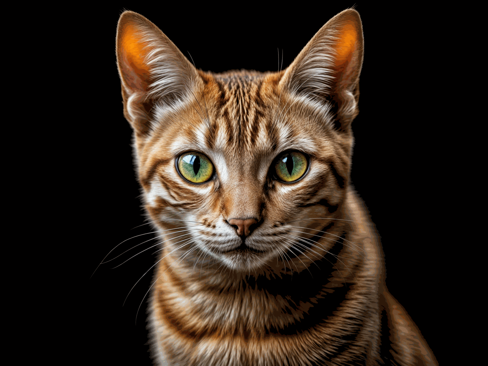 Gato Chausie: una raza grande y exótica en Topcats Impresionante gato de raza grande Chausie con un pelaje dorado y corto, posando sobre un fondo oscuro. Descubre más sobre esta exótica raza de gatos grandes en Topcats, ¡haz clic aquí para saber más!